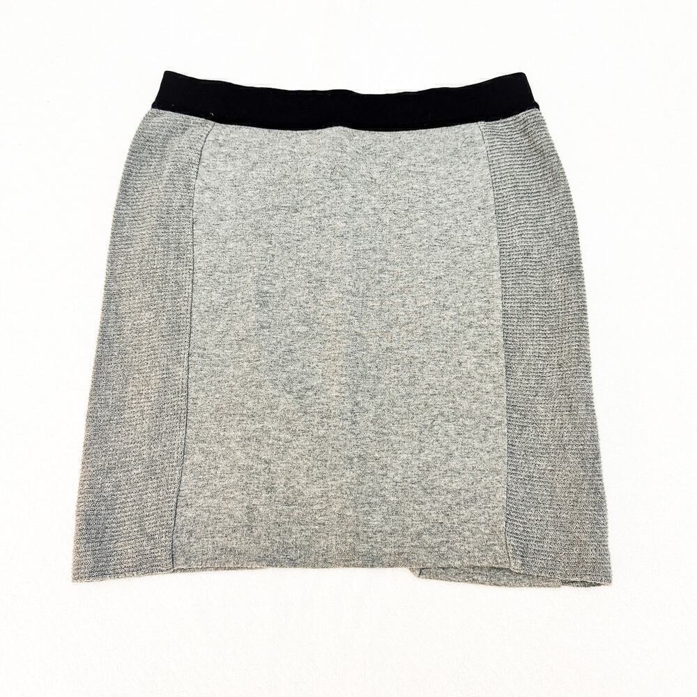 Alexander Wang Gray Banded Waist Mini Pencil Skirt Side Textured Panel Size XS